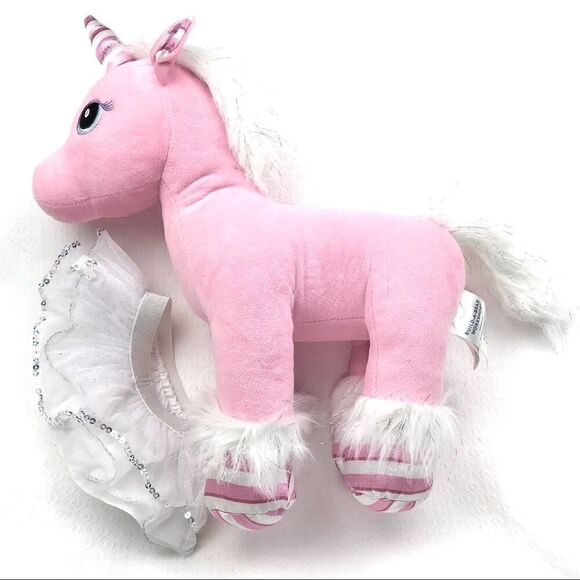 Build-A-Bear Pink “ Employee Swirl” Candy Stripe Unicorn with Ballet TuTu - Picture 5 of 13